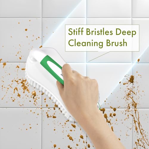 Heavy Duty Scrub Brush with Comfort Grip, Stiff Bristle Scrubber - 2 Pack