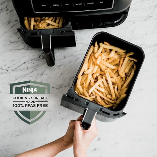 10 Qt Dual Zone Air Fryer with 2 Baskets - 6-in-1 Electric Cooker, Black
