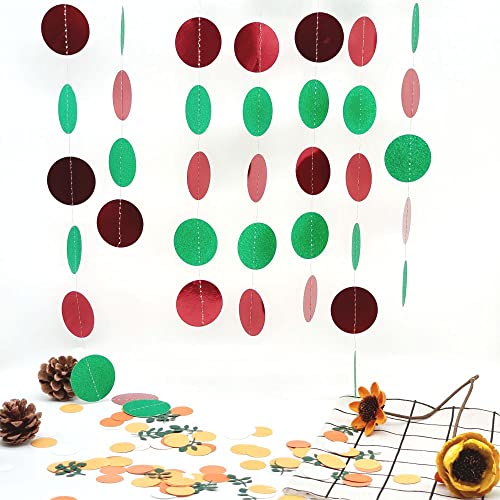 Red Green Dots Party Garland Banner - 2 Pack, 26 Feet Long for Weddings and Birthdays