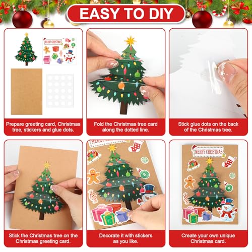 COCHIE Christmas Tree Card Making Kit - 24 DIY Holiday Greeting Cards & Decorations