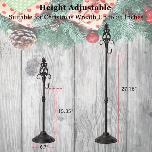 Adjustable Wrought Iron Wreath Stand for Tabletop & Floor Display
