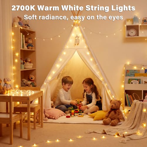 Battery Operated String Lights 200 LEDs Warm White Clear Wire - 2 Pack