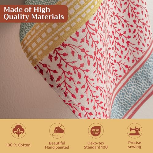 Set of 3 Cotton Kitchen Towels - 20" x 27.5" Absorbent Dish Cloths