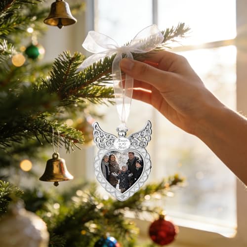 Unicadecor Casa Silver Angel Wing Heart Memorial Frame 2.5x2.5 Keepsake
