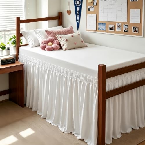 Twin XL College Dorm Bed Skirt with 32" Drop - Elastic Wrap & Split Corners