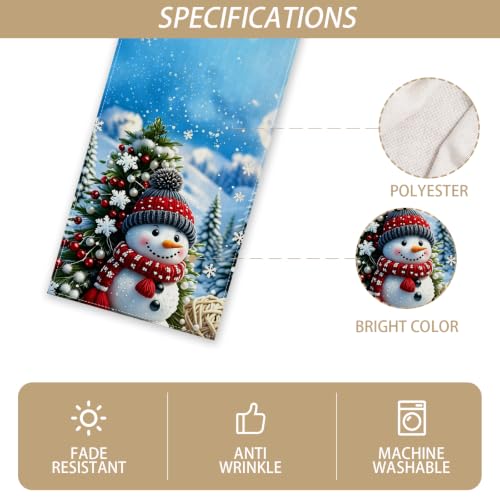 Rvsticty Snowman Christmas Table Runner 13x72 Inches Holiday Home Decor