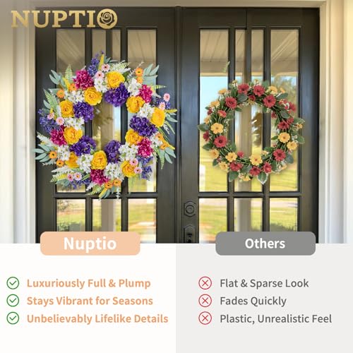 26 Inch Artificial Spring and Summer Wreath for Front Door with Hanger