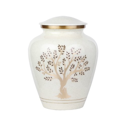 Tree of Life Large Cremation Urn for Human Ashes | 200 Cubic Inches | Decorative Urn for Ashes Adult Female & Male, Funeral Urns - Pearl Marble