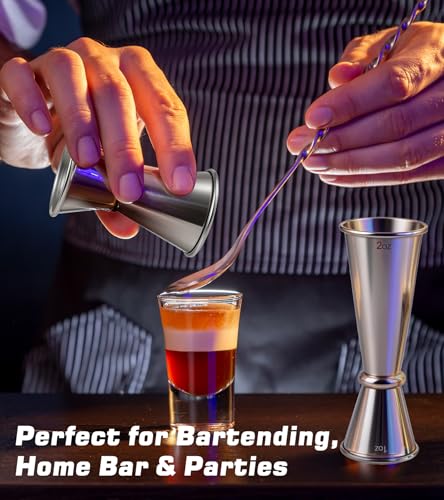 2-Pack Stainless Steel Japanese Style Cocktail Jiggers – Dual Measuring Cups