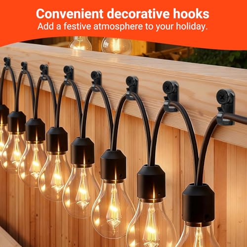 60 Pack Outdoor String Light Hooks, Weatherproof Screw-in Hanger Clips