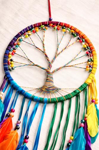 Large Tree of Life Dream Catcher - 36-Inch Handcrafted Boho Wall Decor