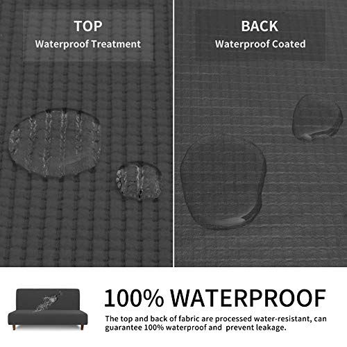 Waterproof Futon Cover - Stretch Slipcover for Sofa Bed, Dark Gray