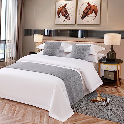 OSVINO Solid Microfiber Bed Runner Scarf & Bedding Protector - Light Gray, King