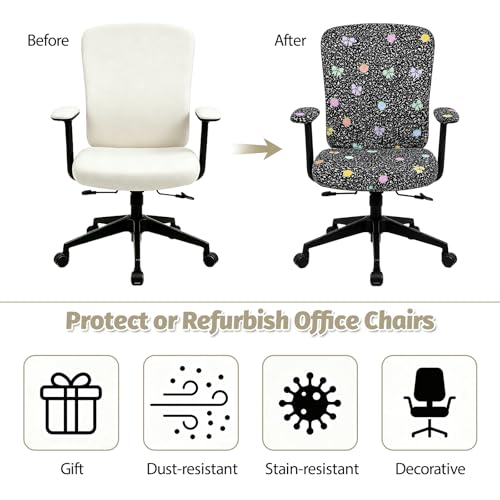 Office Chair Slipcovers Set - 4 Pcs Composition Notebook Style