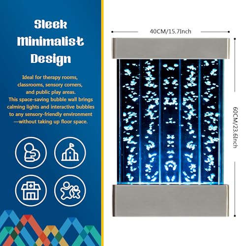 LED Sensory Bubble Wall Panel - 24"x16" Stainless Steel Therapy Light