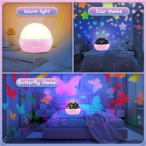 Butterfly and Star Projector Night Light for Kids Bedroom Decor