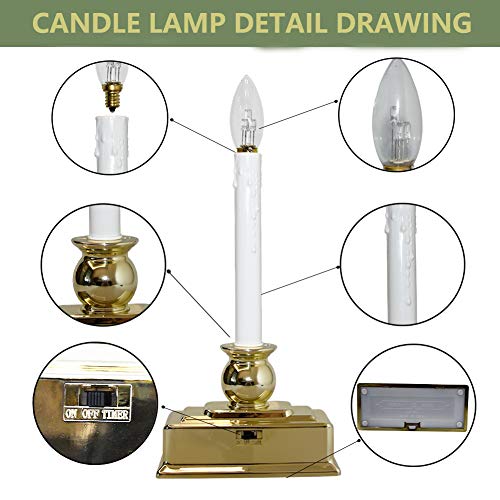 GOOTHY 4 Pack 12 Inch Battery Operated Christmas Window Candles with Timer - Gold Base