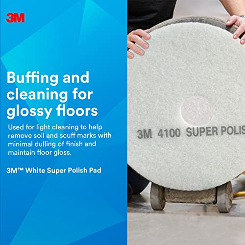 20-Inch White Floor Polishing Pads for Rotary Machines - 5 Pack
