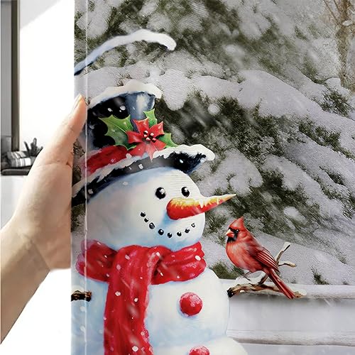 Sanzugh Farmhouse Christmas Shower Curtain Grey 72x78 - Winter Truck Tree Snowman