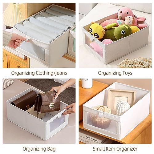 4-Pack Linen Closet Storage Bins and Baskets with Clear Window