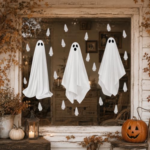 Large Ghost Window Clings - Reusable Halloween Decor - 35.5"