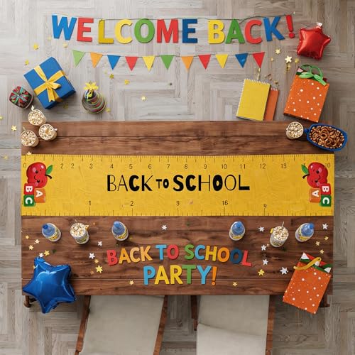 Back to School Table Runner, 13.8 x 73 Inch Polyester Classroom Party Decor