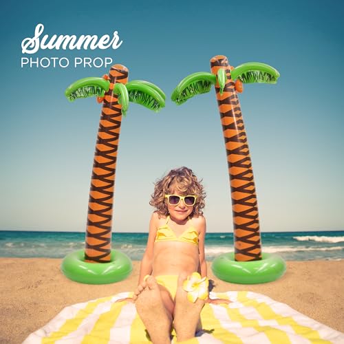 6 Ft Giant Inflatable Palm Trees (2-Pack) - Tropical Luau Party Decor