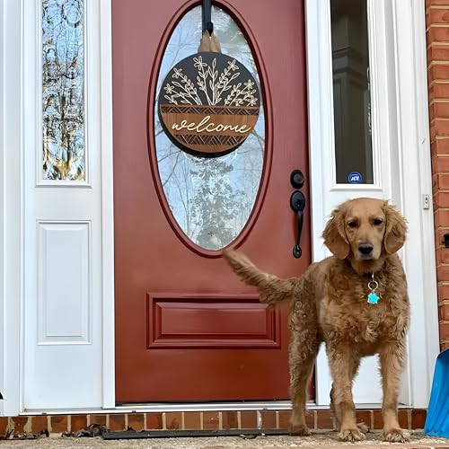 Rustic Welcome Sign for Front Door - 12-Inch Round Wooden Farmhouse Decor