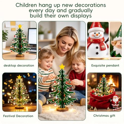 Asttosgz 24-Ct Christmas Advent Calendar 2026 | Light-Up Wooden Ornaments for Kids & Adults