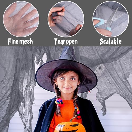 Gray Halloween Creepy Cloth Decoration - 200" x 40" Spooky Gauze Fabric