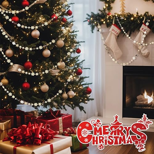 Boao Snowflake Christmas Garland 10M Champagne Gold Indoor Outdoor Decor
