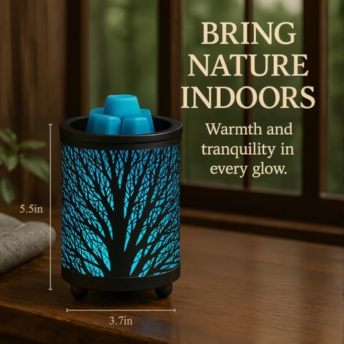 Electric Wax Melt Warmer with 7-Color LED Light - Forest Metal Design