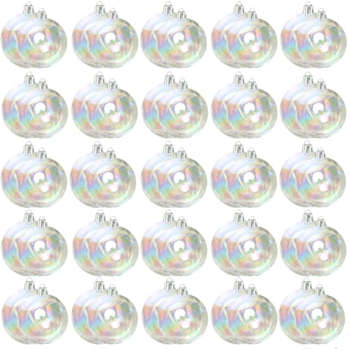 50PCS Iridescent Clear Ornament Balls for Christmas & Halloween Decor 2 Sizes
