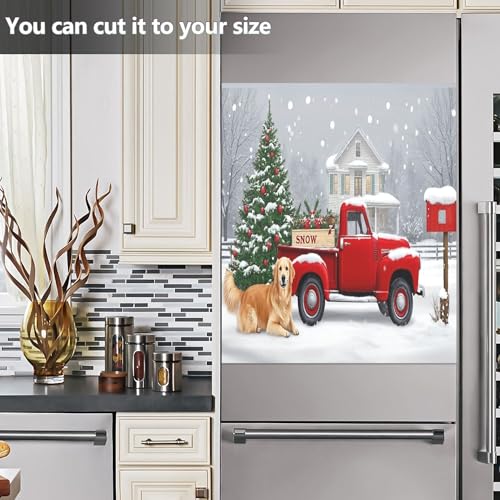 Christmas Truck Wamika Dishwasher Magnetic Cover - 23x26 in Fridge/Dishwasher Decor (Snow Scene)