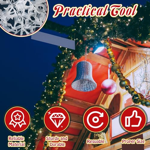 Geetery 100 Pcs Clear Christmas Light Gutter Clips - Reusable Light Mounting Clips