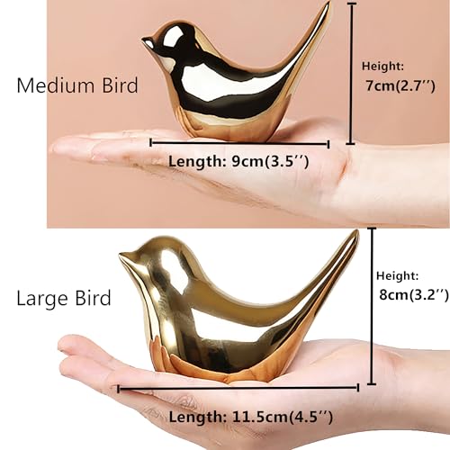 Gold Ceramic Bird Statues & Figurines - Set of 2 Modern Home Decor Accents