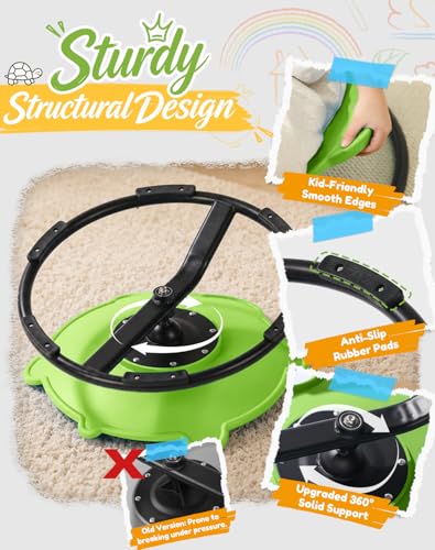 Kids Turtle Sensory Spinning Chair - 360° Quiet Swivel Balance Seat, Green
