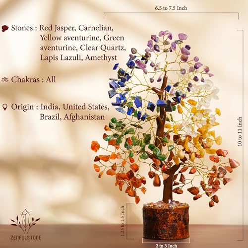7 Chakra Tree of Life Crystal Tree - Handmade Gemstone Decor