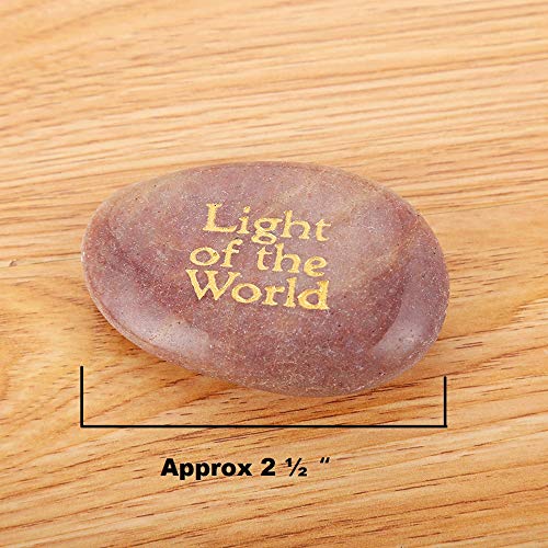 16-Piece Names of Jesus Engraved Natural Palm Stones, Inspirational Rocks