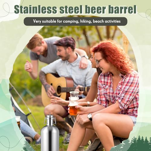 64 oz Stainless Steel Beer Growler, Leak Proof Half Gallon Travel Bottle