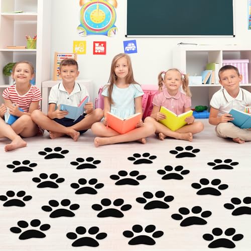 30 Pcs Large Paw Print Floor Decals - Waterproof Vinyl Stickers