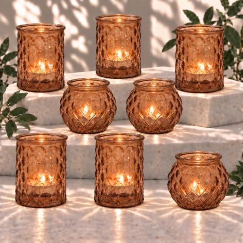 Amber 36-Pack Votive Candle Holders – Dual Shape Glass Tea Light Holders