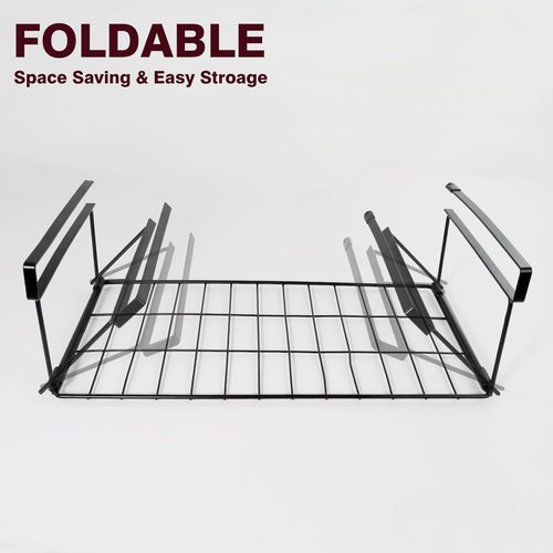 OKOMATCH Foil and Plastic Wrap Organizer Kitchen Under Cabinet Desk Pantry Hanging Organizer Storage Foldable Rack (Black)