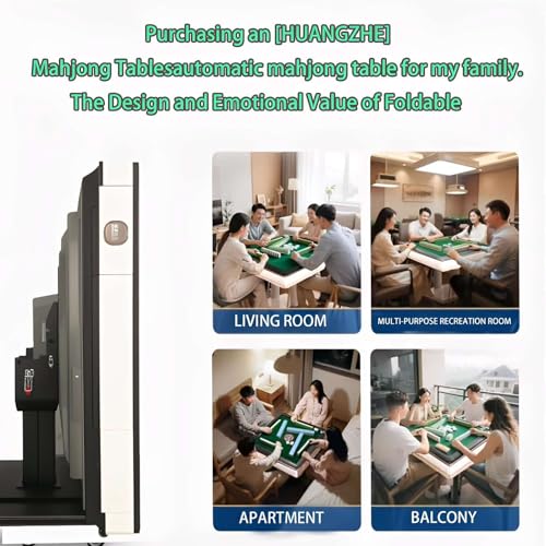 HUANGZHE White 2026 Automatic Foldable Mahjong Table - Ultra-Thin, Pre-Assembled, Easy Setup, 42mm Tile Set, Ideal for Family & Game Rooms