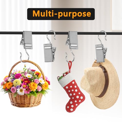 Litoexpe 60 Pcs Silver Curtain Clips Hooks - Durable Non-Slip Fabric & Light String Holders