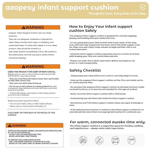 Breathable Cotton Infant Support Cushion for Tummy Time, 0-24M - Cream