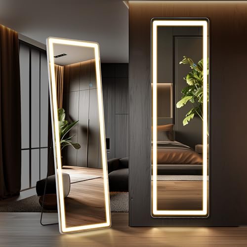 16" x 60" LED Full Length Mirror with 3-Color Lighting & Touch Control