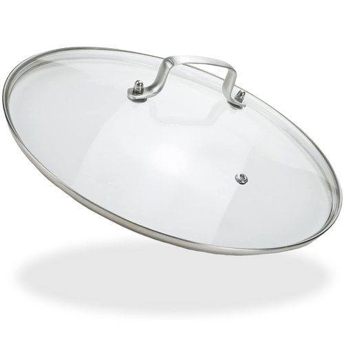LC LICTOP 12 Inch Pot Lid, Universal Pot and Pan Cover Replacement - Dishwasher Safe, Oven Safe, Tempered Glass Cover with 304 Stainless Steel Edge & 201 Handle for Kitchen