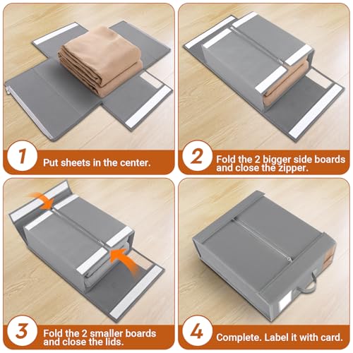 Foldable Bed Sheet Closet Organizers and Storage Cubes 4 Pack