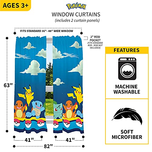 Kids Cartoon Character Window Curtain Panels, 82 x 63 Inch Set